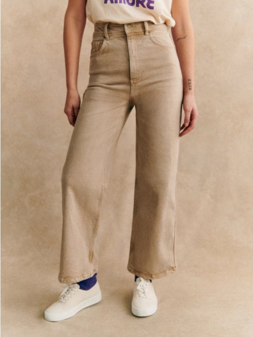 NWT Sézane Le Crop High-Rise Wide-Leg Jeans | Size FR 32 / US 0 / Denim 22-23